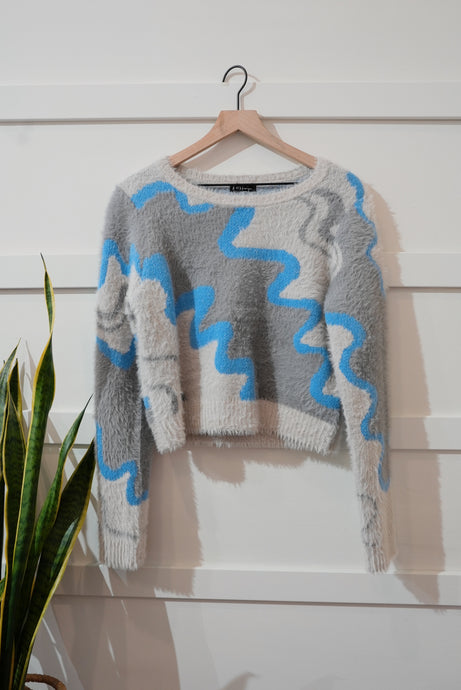 Blue/Gray Fuzzy Sweater