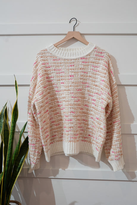 Cream/Pink Knit Sweater