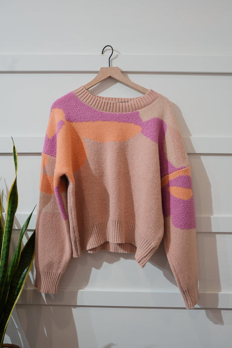 Pink/Orange Wave Sweater