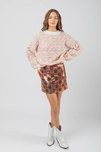 Cream/Pink Knit Sweater